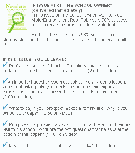 THE SCHOOL OWNER Newsletter Issue #1
